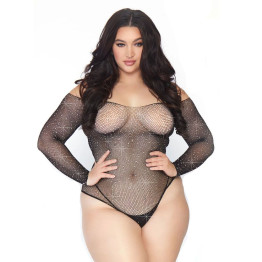 Leg Avenue Crystalized Long Sleeve Body Plus Size UK 14 to 18