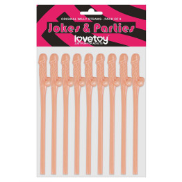 Pack Of 9 Willy Straws Flesh Pink