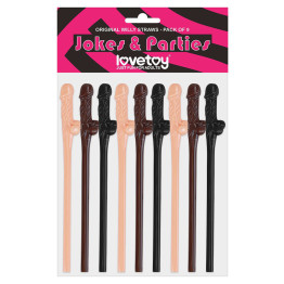 Pack Of 9 Willy Straws Black Brown And Pink